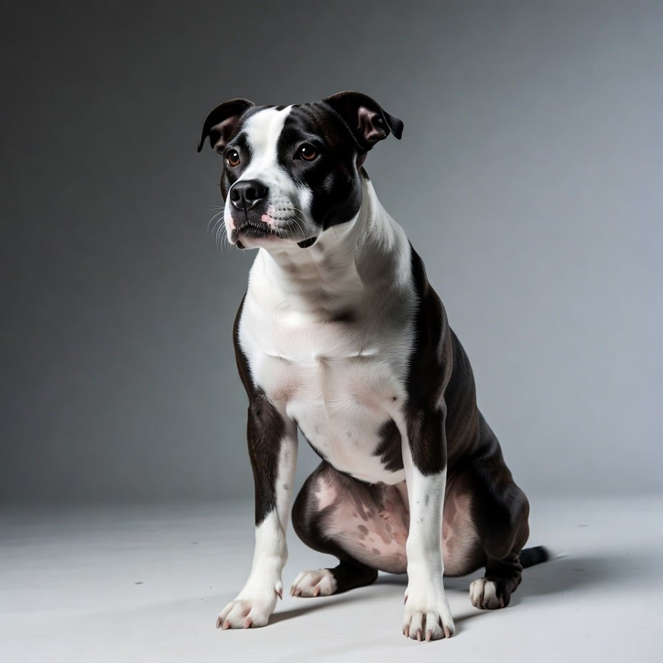 Staffordshire Bull Terrier standing outdoors
