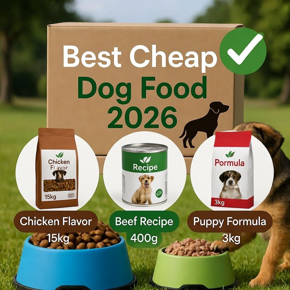 Dog food labels being compared for nutrition and cost