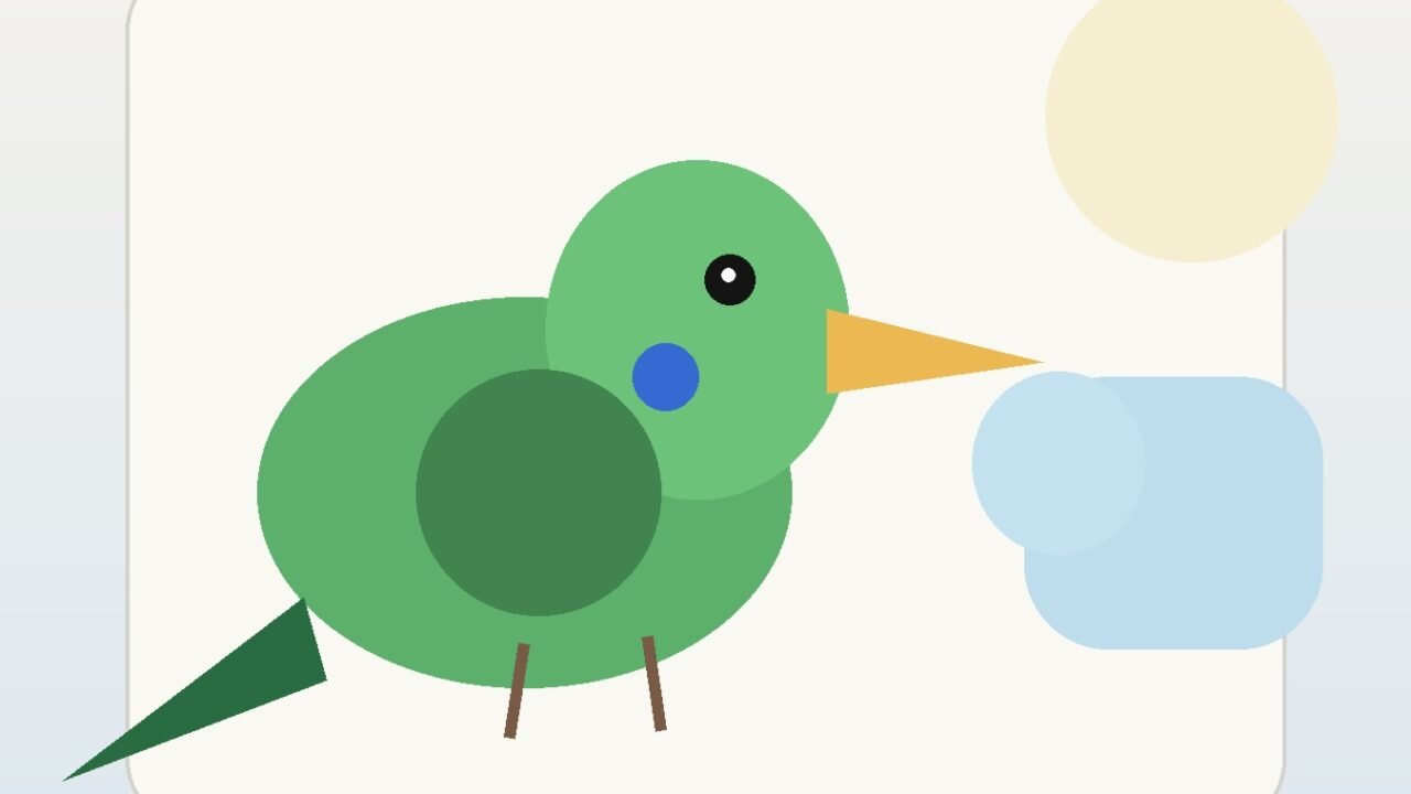 Illustration of a companion bird with an elongated beak during a veterinary check
