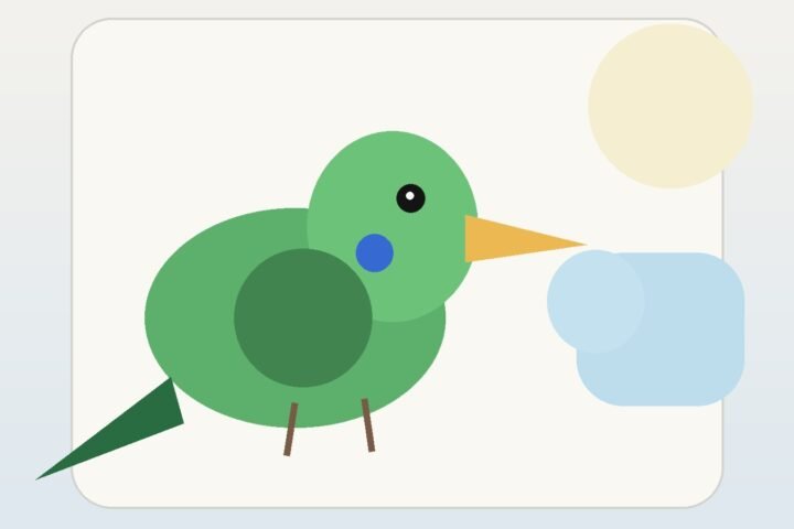 Illustration of a companion bird with an elongated beak during a veterinary check