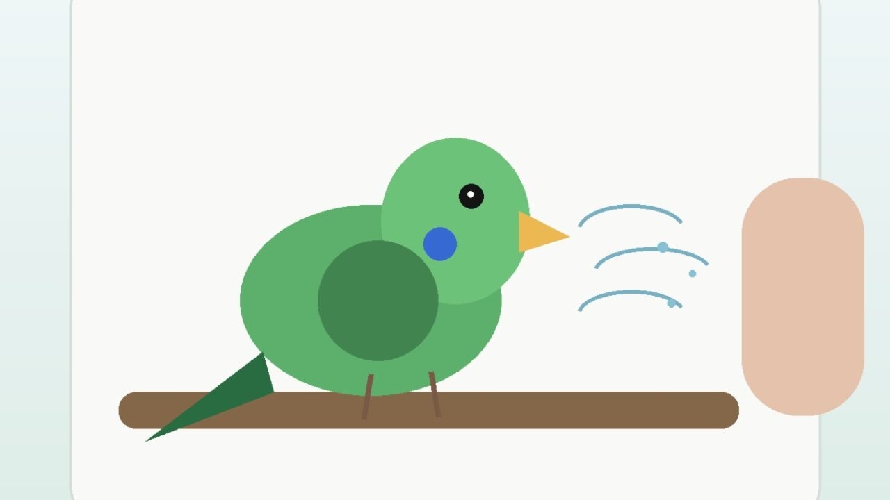 Illustration of a companion bird sneezing while an owner observes